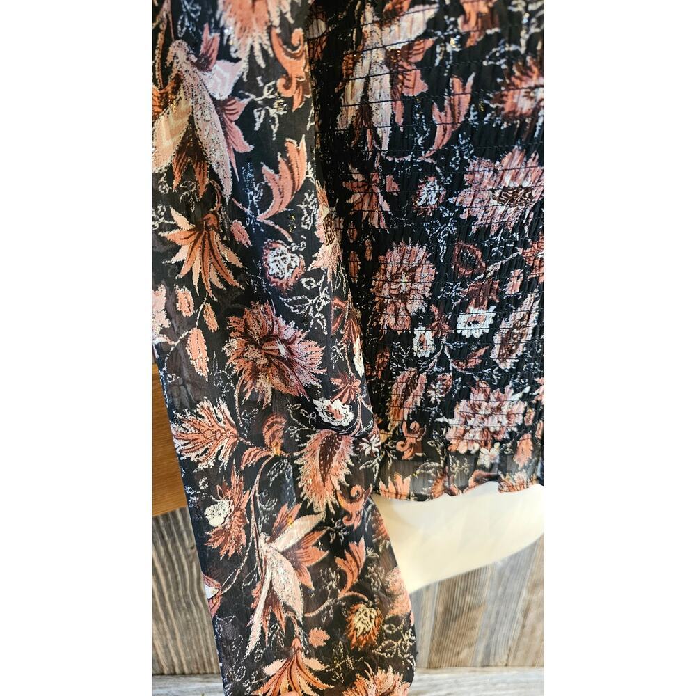 Madewell Sweetheart Lucie Top XS / S (?) Smocked sheer long sleeve arms EUC boho - Picture 5 of 7